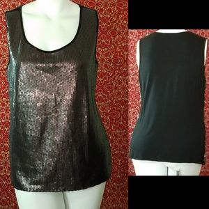 ING black sequin front blouse 2X✨